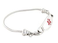 N Style ID Women's Beaded Pan-Dorra Style PRE-Engraved"Blood Thinner" Medical Id Bracelet - Red 6.75