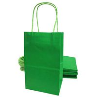 Kelkaa Party Kraft Bags 24pcs 5.25x3.5x8.5 Inches, Paper Bags with Handles for Birthday, Wedding Party Favors, Bachelorette Party, Paper Tote Bags for Any Party Themes, Small Green