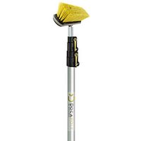 DocaPole Medium Bristle Deck Brush + 5-12’ Extension Pole|11” Scrub Brush with Telescopic Pole | Long Handle Cleaning Brush and Deck Brush for Deck, House Siding, Garage, Patio and more