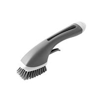 Liquid Refill Long Handle Kitchen Cleaning Scrub Brush Suit for Bowl/Pot/Tile/Sink Gap (Gray)