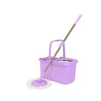 MOP Spinning and Bucket Cleaning Set Dry and Wet Dual Use Hangable Hand Pressure Purple Head2