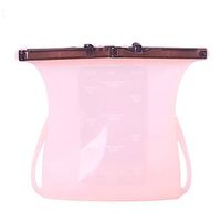 LTDH Silicone Bag Reusable Food Storage Bag Folding Seal Food Container Vegetables Fruit Freezer Preservation Bag (Pink)