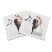 Amosfun 100Pcs Wedding Party Napkins Dinner Tissue Napkins Bride Groom Printed Napkins