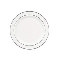Party Essentials 12-Count Hard Plastic 6" Divine Dinnerware Disposable China Bread and Butter/Appetizer Plates, White with Silver Band