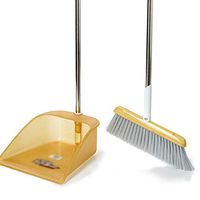 Broom and Dustpan With Long Handle Telescopic Up Stainless Steel Rod Soft Brush Broom And Dustpan Extra Long Handle Non-Slip Handle Multi-Function Broom Set Home Kitchen Lobby Floor Schoo