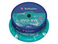 Verbatim DVD-RW 4.7Gb 4x Spindle 25 No 43639 blank dvd rewritable