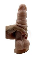 Veiny George 7 Inch Dildo with Stretchable Skin, Realistic Moving Skin Cock with Suction Cup by New York Exotic Novelties (7, Flesh) NYSE0018