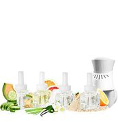 New - Summer Scents Plug in Air Freshener Kit with Cucumber Melon, Grapefruit Vanilla, Island Essence, and Jasmine Nectar and an Air Wick Warmer