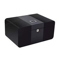 Cigar Humidor Desktop Cigar box cigar cabinet, cedar wood solid carbon fiber Cigar Humidor, with electronic hygrometer humidifier double-layer large capacity cigarette case, men's gift box, black Wood