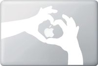Heart Hands - Macbook Laptop Vinyl Decal - Color and Size Variations Available) (13", White) As Seen On TV - Apple "Stickers" Commercial