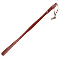 Linshing Extra Long Handle Dark Red Solid Wooden Shoe Horn Kalzer Sturdy Convenient Roping for Hanging Shaped to Fit Your Heel 75cm/29.52’’ Long(B)