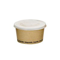 Compostable Paper Soup Cup (Case of 25), PacknWood - Kraft Brown Soup Bowls (12 oz, 4.5" x 2.5") PK210PLAS12