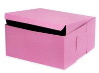Pack Of 10, 10 X 10 X 5" Pink Bakery Boxes 1-Piece Lock Corner Box For Cakes, Pies, Cupcakes Made In USA