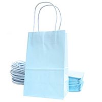 Kelkaa Party Kraft Bags 24pcs 5.25x3.5x8.5 Inches, Paper Bags with Handles for Birthday, Wedding Party Favors, Bachelorette Party, Paper Tote Bags for Any Party Themes, Small Light Blue