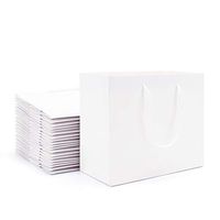 White Kraft Paper Bags, Eusoar 20pcs 8.6" x3.9'' x7'' Kraft Paper Gift Bags with Handles Bulk, Shopping Bags with Handles, Merchandise Bag, Party Favors Bags, Retail Handle Bags, Wedding Bags