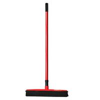 Push Broom - Soft Bristle 48'' Rubber Broom Carpet Sweeper with Squeegee Adjustable Long Handle, Removal Pet Human Hair,Excrement,Rubber Broom Bristles Sweeper Squeegee Scratch Mop (Red-30% Off)