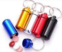 Boolavard® TM Aluminum Pill Box Case Bottle Holder Container Keychain Key Chain Key Ring (Silver)
