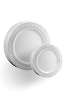 Exquisite 40-Pack Silver Ovals Design Plastic Plates (20-dinner 20-dessert) Set Premium Heavyweight Plastic Wedding Plates"Looks Like China"…