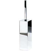DWBA Free Standing Square Brass Toilet Bowl Brush Holder Set Cleaner W/Lid (Polished Chrome)