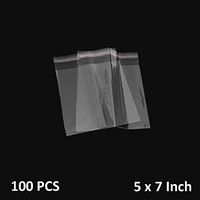 The Elixir Packaging 5 x 7 inch Clear Self Adhesive Sealing Plastic Bags - Pack of 100