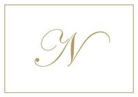 Caspari Boxed Notes Embossed N Initial Blank Notecards, Pack of 8, Gold
