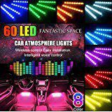 Carmoni 4pcs 60 LED Multi-color Remote Control Car LED Interior Lights - Atmosphere Neon Lights Kit with Sounds-activated