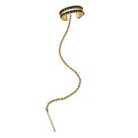 Sunhusing Exquisite Popular Rhinestone Hoop Earrings Single Ear Cuff Threader Ear Cuffs Simple Jewelry(Black)