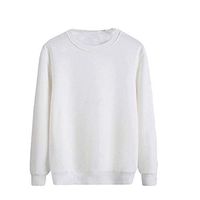 Men's Crewneck Fleece Sweatshirt Pullover Solid Sweater Long Sleeve Knitted Pullover Basic Slim Fit Casual T Shirts White