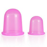 2pcs Silicone Cupping Cups, Family Body Massage Helper Anti Cellulite Vacuum,Include 1 x Medium Body Cup, 1 x Large Body Cup (Pink)