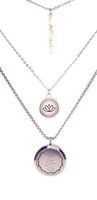 TantamLife Essential Oil Diffuser Aromatherapy Layered Necklace with Locket, Lotus Pendant, Lava Stone Beads