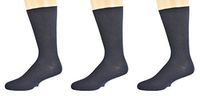 Sierra Socks Men's Diabetic Cotton Dress Casual Crew Ribbed Smooth Toe M11 (Shoe Size 10-12, Sock Size 10-13, Navy 3 Pair)