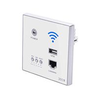 TOOGOO 300Mbps Wall Router 110V/220V Power Ap Relay Smart Wireless WiFi Repeater Extender Wall Embedded 2.4Ghz Router Panel USB Socket White
