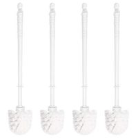 Qulable Toilet Brush, Durable Long Handle Eco Plastic Toilet Brush Cleaner White (4 Pack)