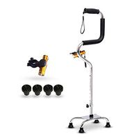 TDM Elderly Crutches, Lightweight Non-Slip Cane, Foldable Multi-Functional Fracture Aid, Old Man Walking Stick Four-Legged (Color : Silver)