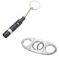 VideoPUP Cigar Punch Cutter Set,1 PCS Stainless Steel Black Cigar Punch and 1 PCS Double-Blade Cigar Cutter,Designed for Cigar Lovers