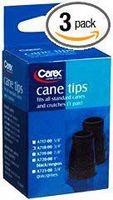 Carex Cane Tips, Standard, Natural Rubber, Black, 3/4", Pack of 3