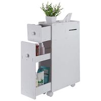 Xesvk Bathroom Cabinet, Wooden Bathroom Storage Cabinet, Home Kitchen Living Room Bathroom Toilet Narrow Floor Organizer, Floor Storage Cabinet with Drawers US Stock