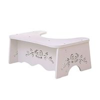 Ewer Wood Squatting Toilet Stool Bathroom Step Stool Fits All Toilets Hollow Rose Pattern Stool Household Anti-Skid for Kids Toddlers Adult Elder Help Relieve Constipation, White Simple European Style