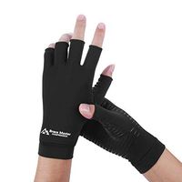 Brace Master 2 Pairs Copper Gloves 3/4 Fingerless Warmth Durable and Compression for Men and Women (M, Copper Black)