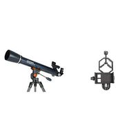 Celestron AstroMaster LT 70AZ Refractor No-Tool Setup Refracting Telescope, Blue (21074) with Basic Smartphone Adapter 1.25" Capture Your Discoveries