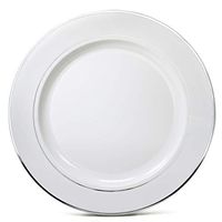 " OCCASIONS" 240 pcs Chargers, Extra Heavyweight Disposable Wedding Party Plastic Plates/Chargers/Serving Tray (12'' Plate, White & Silver Rim)
