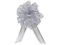 Sheer Gift Pull Bow with Satin Edge 12 Count - 4" - Silver