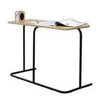 CX Overbed Table Industrial Side Table, Mobile Snack Table for Coffee Laptop Tablet, Slides Next to Sofa Couch, Wood Look Accent Furniture with Metal Frame