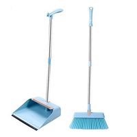 Broom and Dustpan With Long Handle Telescopic Up Windproof Stainless Steel Rod Non-stick Hair Broom And Dustpan Rotatable Non-Slip Handle Soft Brush Broom Set Suitable For Home Kitchen Lobby Floor Gar
