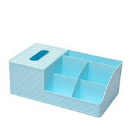 T-ZJHC Large Multi-Function Tissue Box Creative Living Room Coffee Table Remote Control Storage Box Desktop Storage Box, Blue