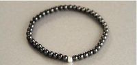 Thin Stretch Black with Sterling Silver Ball Magnetic Stretch Anklet (9")