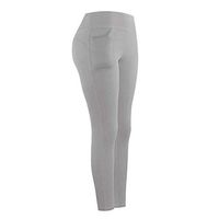 Han1dsome Women's Stretch Yoga Leggings Fitness Running Gym Sports Side Pockets Active Pants Gray