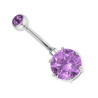 Belly Bars Double Gem Navel Rings Metal Belly Button Rings Body Jewellery Beauty Womans Party Accessory Accessories Women Cheap Styling Design | Color - Purple