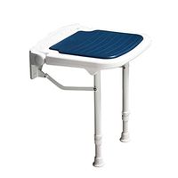 LLF Wall-Mounted Height Adjustable Shower Seat with Padded Seat, for Elderly, Disabled, Injured, Folding Seat Saves Space (Color : Blue)