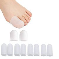 JIAHAO 10 Piece of 100% All Gel Toe Caps Comfortable Soft Material Protectors to Prevent Blisters Corns for Adult Big Toes and Small Toes (White)